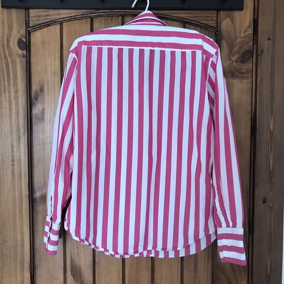 J Crew Shirt Womens SZ 6 Garçon Pink White Striped Long Sleeve Button Up Preppy - Picture 4 of 10